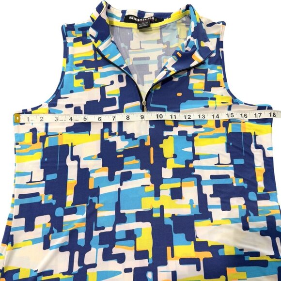 Simplicit by Jamie Sadock Women's Sleeveless Top 1/4 Zip Geometric Size M - Picture 5 of 7